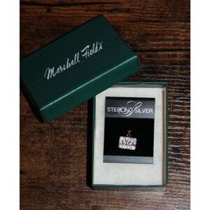 Vintage Sterling Silver Marshall Field's Visa Card Rhinestone Charm NEW W/ Box
